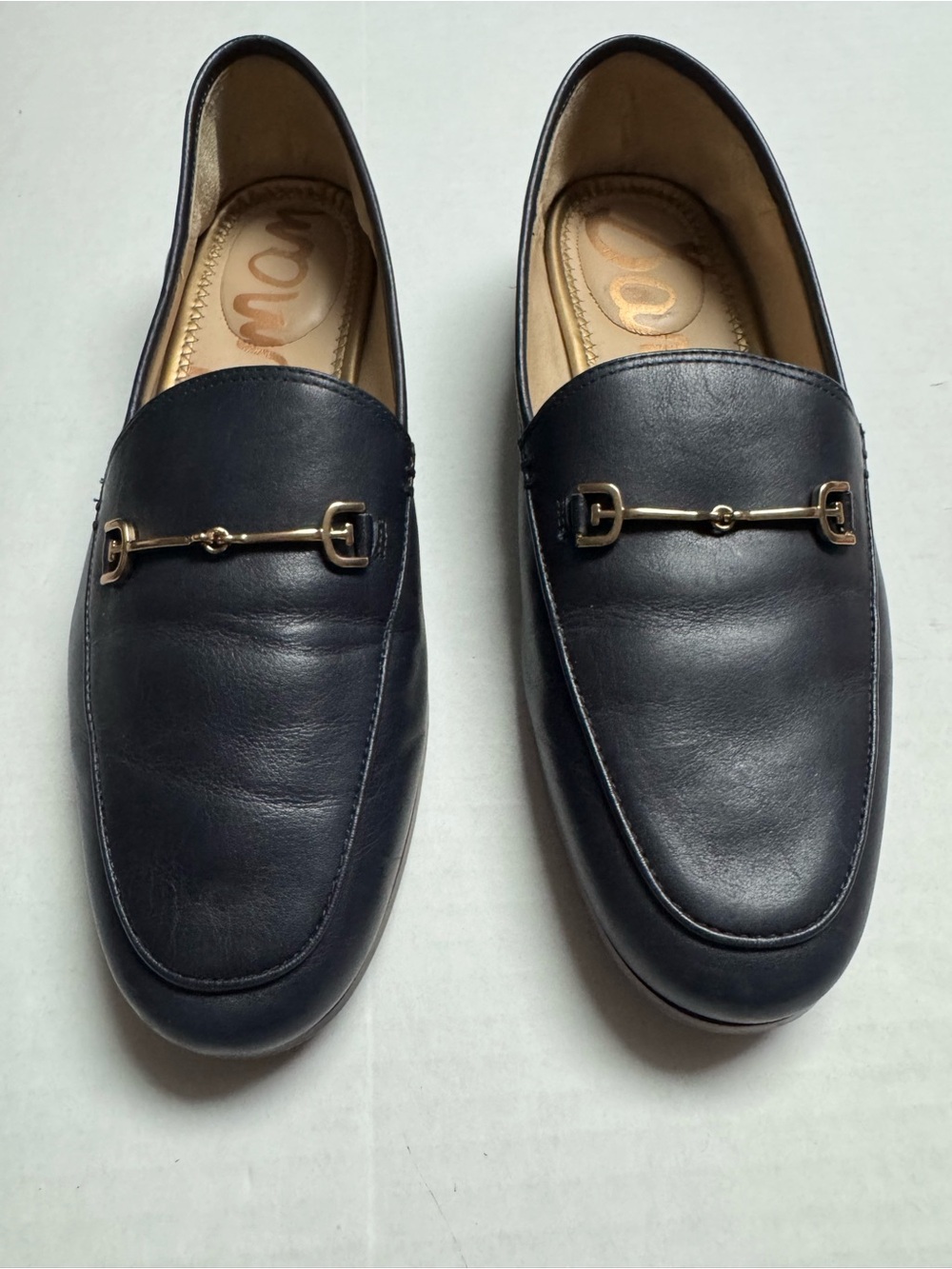 SAM EDELMAN Loraine Bit Loafer In Baltic Navy Leather Size: 8.5W (Wide)